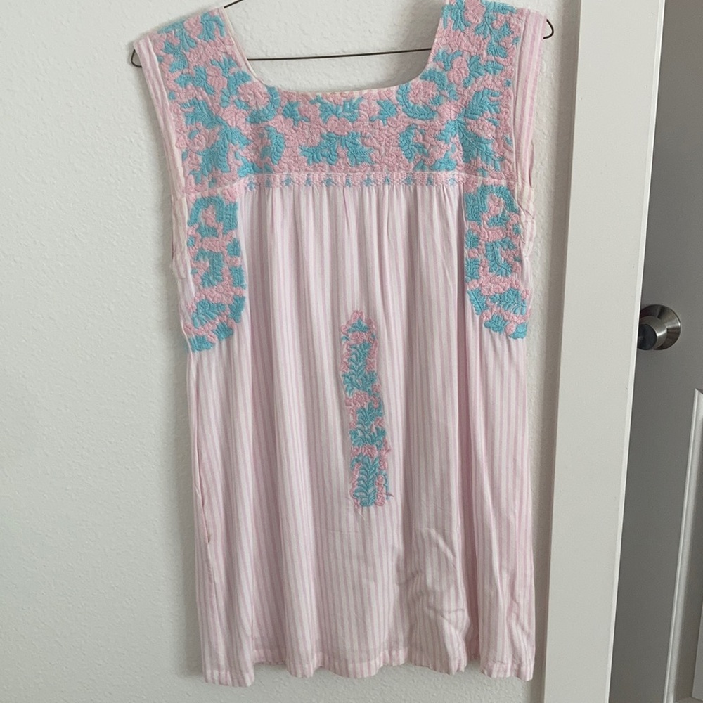J Marie dress small pink and blue